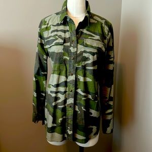 Jcrew button down shirt, camo pattern, size10
